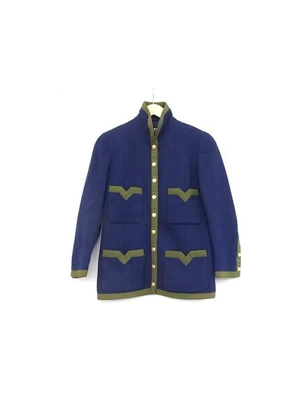 Chanel Boutique CC Logo Vintage Wool 100% Navy Jacket 34
